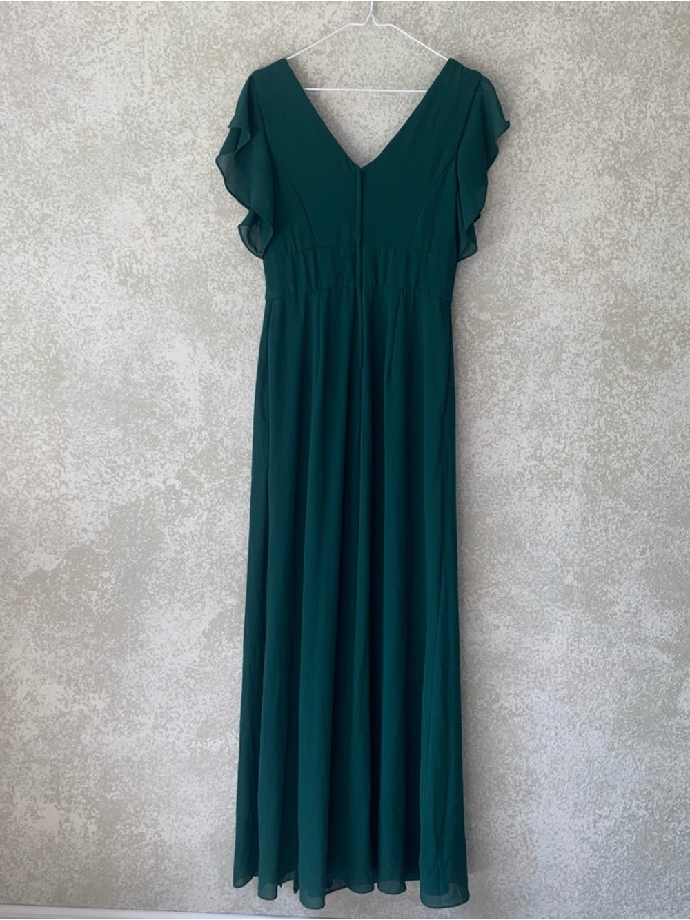 DB Studio Emerald Green V-Neck Ruffle Sleeve Maxi Dress Size 8 Wedding Formal - Picture 8 of 9